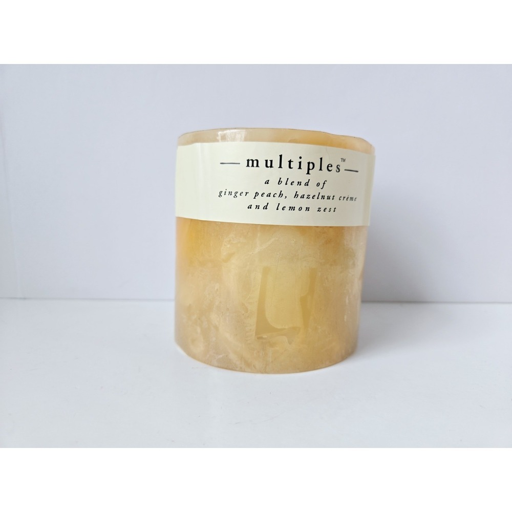 Pier 1 large pillar candle unburnt Multiples 4x4" ginger peach hazelnut lemon 1